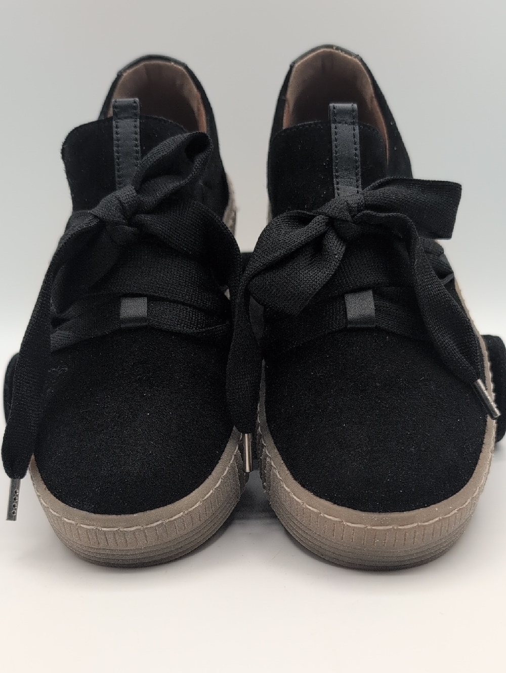 Gabor| Black Waltz Women's Casual Trainers Suede Sneakers with Wide Ribbon Laces
